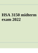 HSA 3150 midterm exam 2022 - Questions and Answers.