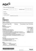 AQA French 7651 paper 2 Writing question paper French AS 23 May 2024