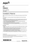 AQA French 7651 paper 3T Teacher conducted speaking test 7, 9 & 12 V PC French AS 8Apr24to24 May 2024