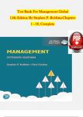 TEST BANK For Management Global, 15th Edition By Stephen P. Robbins, Verified Chapters 1 - 18, Complete Newest Version