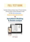 Spreadsheet Modeling and Decision Analysis A Practical Introduction to Business Analytics 7th Edition Cliff Ragsdale Test Bank