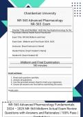 NR-565 Advanced Pharmacology Fundamentals  2024 – 2025 NR-565 Midterm Actual Exam Review Questions with Answers and Rationales | 100% Pass | Graded A+ |