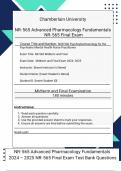 NR-565 Advanced Pharmacology Fundamentals  2024 – 2025 NR-565 Final Exam Test Bank Questions with Answers and Rationales | 100% Pass | Graded A+ |