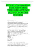 HUN 201 - Nutrition Final Exam Review 100% VERIFIED ANSWERS  2022 GUARANTEED SUCCESS