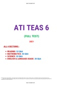 ATI TEAS 6 FULL TEST:LATEST 2021,A GRADED DOCUMENT