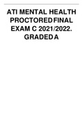 ATI MENTAL HEALTH PROCTORED FINAL EXAM C 2021/2022. GRADED A