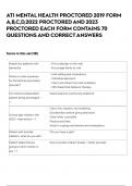 ATI MENTAL HEALTH PROCTORED 2019 FORM A,B,C,D,2022 PROCTORED AND 2023 PROCTORED EACH FORM CONTAINS 70 QUESTIONS AND CORRECT ANSWERS