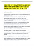 ASU BIO 201 EXAM TEST BANK 100+ QUESTIONSWITH 100% CORRECT ANSWERS UPDATED 2024-2025 