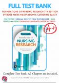 Test Bank for Foundations of Nursing Research 7th Edition By Rose Marie Nieswiadomy; Catherine Bailey