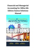 Financial and Managerial Accounting for MBAs 6th Edition Easton Solutions Manual