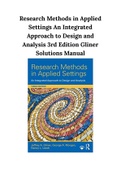 Research Methods in Applied Settings An Integrated Approach to Design and Analysis 3rd Edition Gliner Solutions Manual