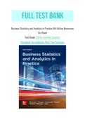 Business Statistics and Analytics in Practice 9th Edition Bowerman Test Bank