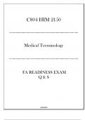 (C804) HIM 2150 Medical Terminology - FA Readiness Exam Q & S 2024