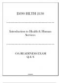 (D390) HLTH 2130 Introduction to Health & Human Services - OA Readiness Exam Q & S 2024