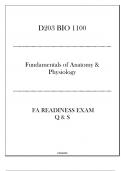 (D203) BIO 1100 Fundamentals of Anatomy & Physiology - FA Readiness Exam Q & S 2024.