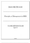 (D256) HLTH 2120 Principles of Management in HIM - OA Readiness Exam Q & S 2024