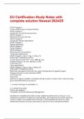 EU Certification Study Notes with complete solution Newest 2024/25