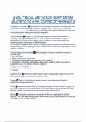 ANALYTICAL METHODS (GISP EXAM) QUESTIONS AND CORRECT ANSWERS