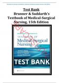 Test Bank for Brunner & Suddarth's Textbook of Medical-Surgical Nursing, 15th Edition by Hinkle, ISBN: 9781975161033 , All 68 Chapters Covered, Verified Latest Edition