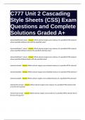 C777 Unit 2 Cascading Style Sheets (CSS) Exam Questions and Complete Solutions Graded A+