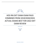 HESI RN EXIT EXAM-EXAM PACK COMBINED FROM 2019/2020/2021 ACTUAL EXAMS-BEST FOR 2022 EXIT EXAM REVIEW