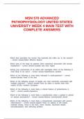 MSN 570 ADVANCED PATHOPHYSIOLOGY UNITED STATES UNIVERSITY WEEK 4 MAIN TEST WITH