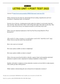 Exam (elaborations) LETRS UNIT 1 POST TEST 2022 LETRS UNIT 1 POST TEST 2022 Which statement best describes the relationship between reading comprehension and word decoding in a beginning reader's development? Near the close of the day, a kindergarten t