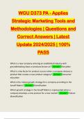 WGU D373 PA - Applies Strategic Marketing Tools and Methodologies | Questions and Correct Answers | Latest Update 2024/2025 | 100% PASS