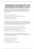 Pathophysiology Final UPDATED Actual Exam Questions and CORRECT Answers