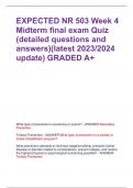 EXPECTED NR 503 Week 4 Midterm final exam Quiz (detailed questions and answers)(latest 2023/2024 update) GRADED A+