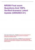 NR599 Final exam Questions And 100%  Verified Answers Latest  Update (GRADED A+)