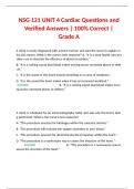 NSG 121 UNIT 4 Cardiac Questions and Verified Answers | 100% Correct | Grade A 