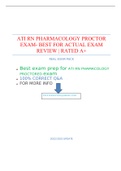 ATI RN PHARMACOLOGY PROCTOR EXAM- BEST FOR ACTUAL EXAM REVIEW | RATED A+