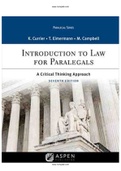 Introduction to Law for Paralegals A Critical Thinking Approach 7th Edition Currier Test Bank