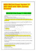 HESI RN Exit Exam Version V1 2021/2022 with 100% Correct Answers 