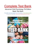 Abnormal Child Psychology 7th Edition Mash Test Bank