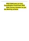 WGU D046 Intro to Care Coordination Final Exam 2022 With Correct Answers as per the Marking scheme