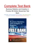 Business Statistics and Analytics in Practice 9th Edition Bowerman Test Bank