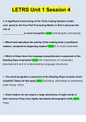 LETRS Unit 1 - Sessions 1 - 8 & LETRS Unit 1 - 8 Assessments BUNDLED TOGETHER (Questions and Answers )(2022/2023) (Verified Answers)