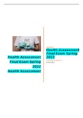 Health Assessment Final Exam Spring 2022   