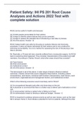 Patient Safety: IHI PS 201 Root Cause Analyses and Actions 2022 Test with complete solution