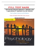 Test Bank for Psychology: Themes and Variations 8th Edition Wayne Weiten