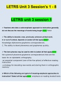 LETRS Unit 3 Session’s 1 ,2, 3, 4, 5, 6, 7, 8  Questions and Answers (2022/2023) (Verified Answers)