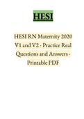 HESI RN Maternity 2020  V1 and V2 - Practice Real Questions and Answers - Printable PDF