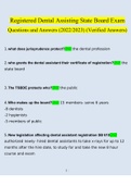 Registered Dental Assisting State Board Exam Questions and Answers (2022/2023) (Verified Answers)