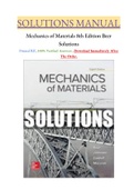 Mechanics of Materials 8th Edition Beer Solutions Manual VERIFIED AND RATED 100%