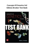 Concepts Of Genetics 3rd Edition Brooker Test Bank