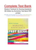 Mosby's Textbook for Nursing Assistants 9th Edition by Sorrentino 467 pages Test Bank PDF printed