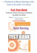 TEXTBOOK OF BASIC NURSING 11TH EDITION ROSDAHL TEST BANK