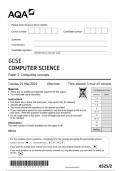 AQA GCSE COMPUTER SCIENCE 8525/2 Paper 2 Computing concepts question paper june 2024